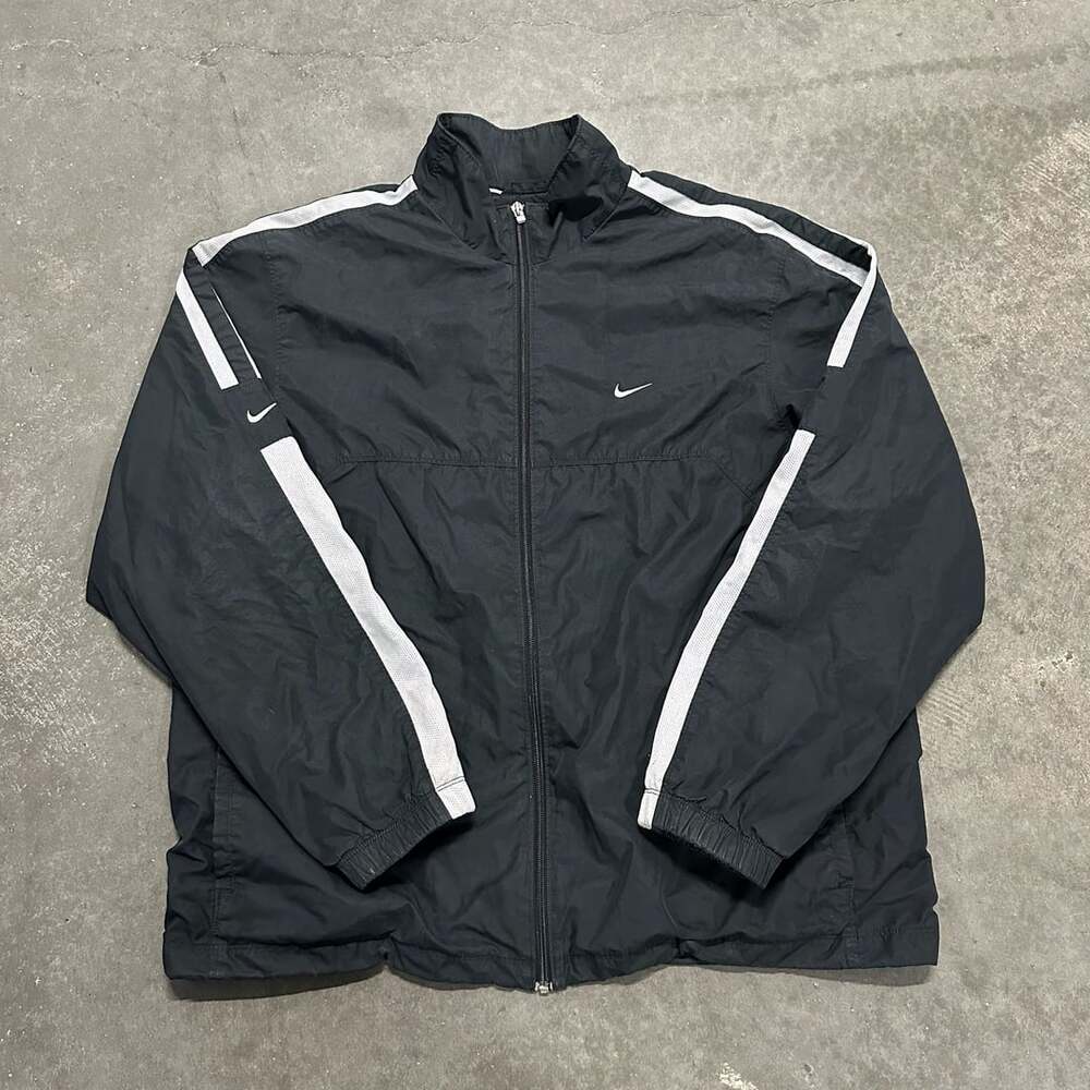 Vintage Nike Silver Tag Full Zip Windbreaker Jacket Stripe Men's XL